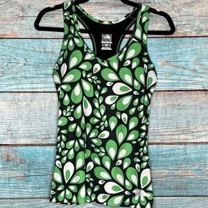 The North Face Active Top S Racerback Abstract Floral Green Bra Lined Outdoors
